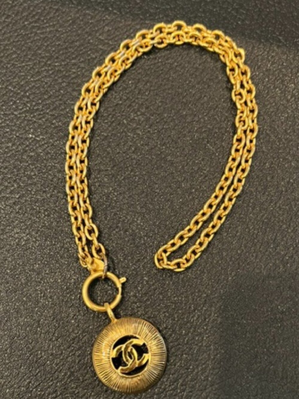 Chanel Vintage 24K Gold Plated CC Medallion Necklace Rare Runway Style